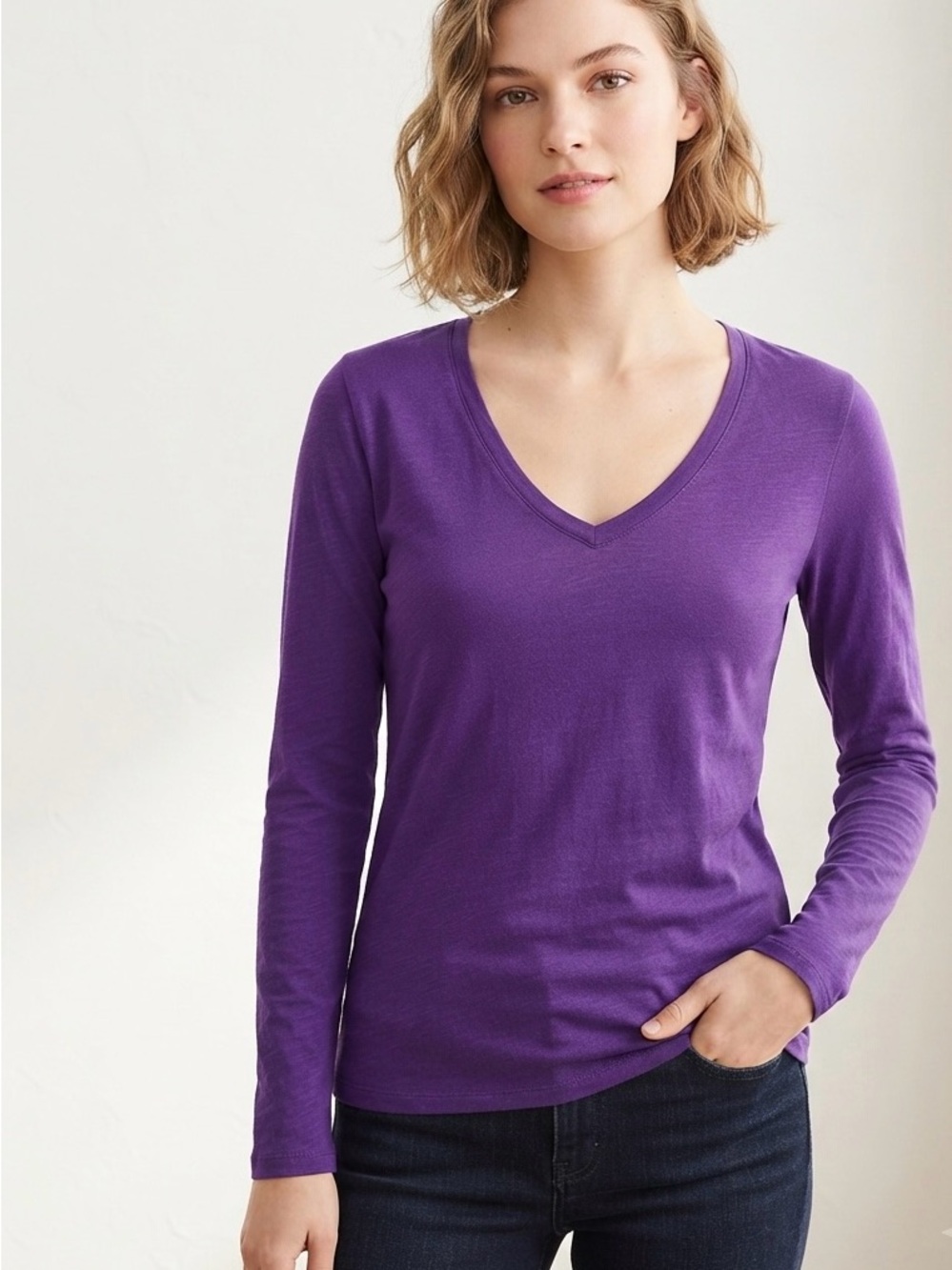 NWT❤️J. Crew Purple V-Neck Long Sleeve Tee szS